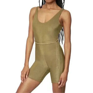 WEWOREWHAT SCOOP RIBBED BODYSUIT GREEN